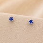 3mm Sterling Silver Sapphire Blue Crystal Stud Earrings, thumbnail 1 of 4