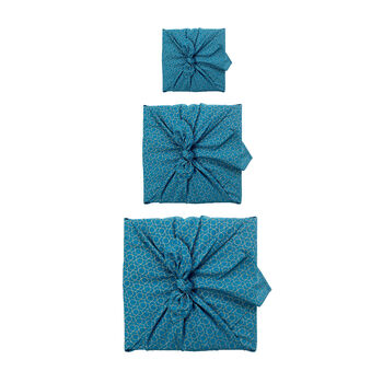 Fabric Gift Wrap Reusable Furoshiki Ocean And Gold, 4 of 7
