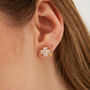 Four Leaf Clover Sterling Silver Stud Earrings White, thumbnail 1 of 8