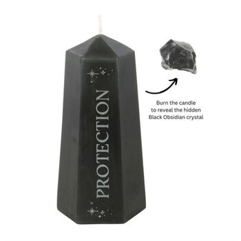 Protection Crystal Candle Obsidian Crystal, 2 of 5