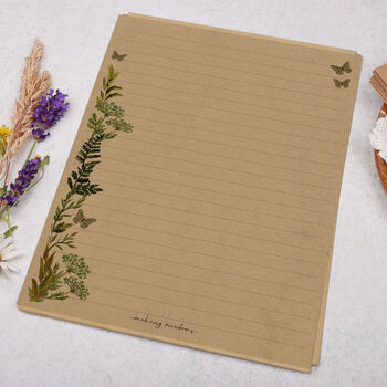 A5 Kraft Letter Writing Paper With Botanics And Ferns, 3 of 4