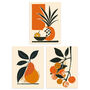 Set Three Wall Art Prints Summer Fruit Boho Mid Century, thumbnail 1 of 7