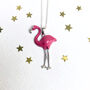 Sterling Silver Pink Flamingo Enamel Necklace, thumbnail 6 of 7