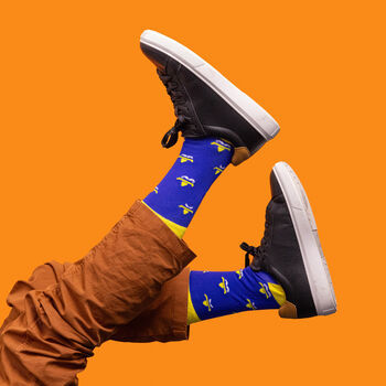 Yellow Sombrero Pattern Colourful Egyptian Cotton Men's Socks, 2 of 5