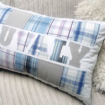 Memory Pillow, Keepsake Gift, Custom Made From Adult Clothes. Dads Shirts, Personalised Cushion, Decorative Patchwork Pillow, 11 of 12