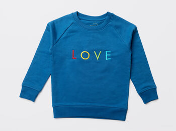 'Love' Embroidered Children's Organic Sweatshirt, 6 of 7