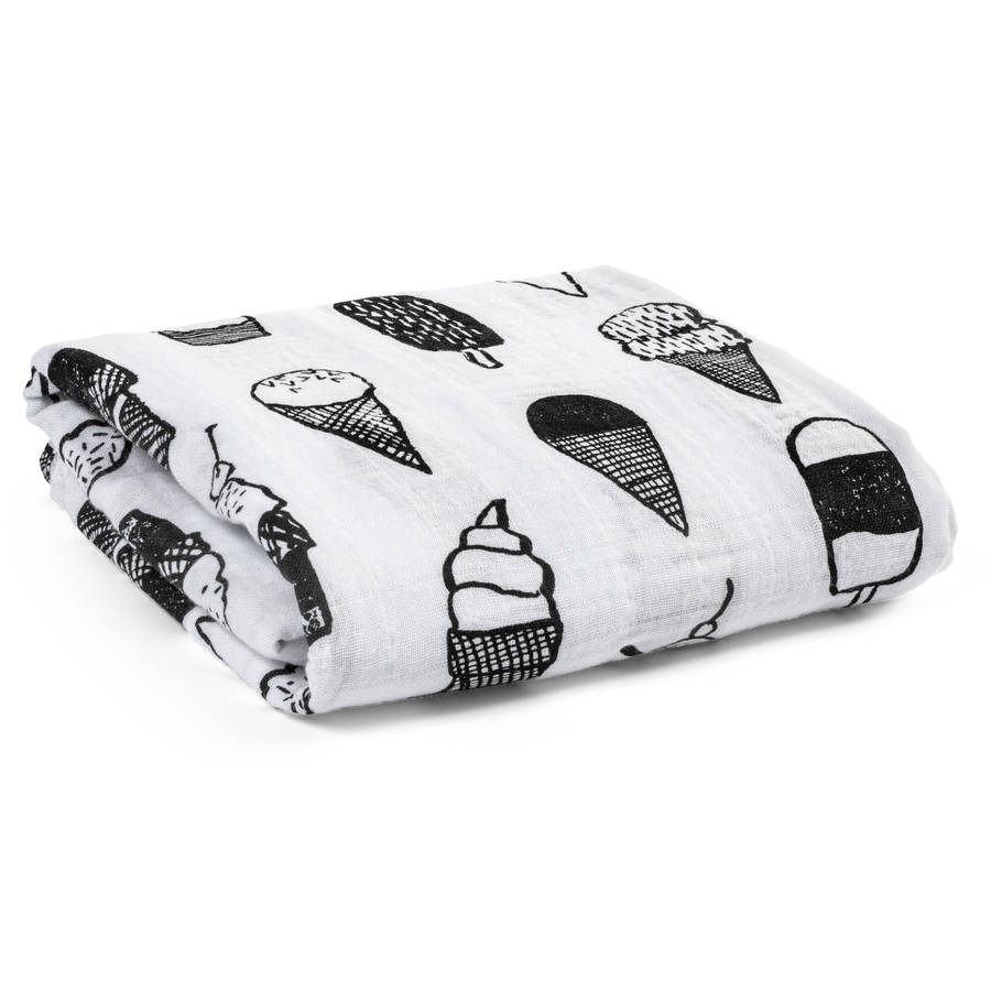 Ice Cream Love Muslin Swaddle Blanket By Lullabuy The Modern Kids