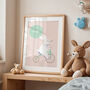 Personalised Name Bunny On The Go Nursery Print, thumbnail 1 of 3