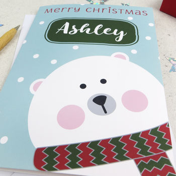 Cute Xmas Polar Bear Personalised Christmas Card, 3 of 4