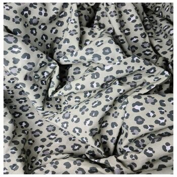 Khaki Green And Grey Leopard Print Cot Bed Sheet, 3 of 3