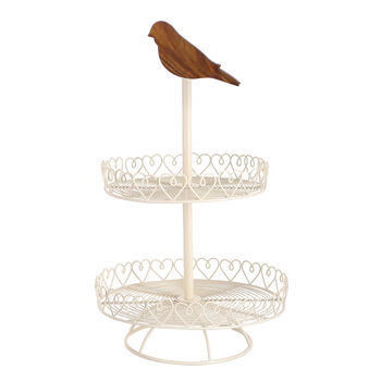 Ivory Bird Double Tiered Cake Stand, 2 of 7