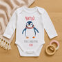 Personalised Baby's First Christmas Babygrow / Bodysuit Christmas Penguin, thumbnail 4 of 7