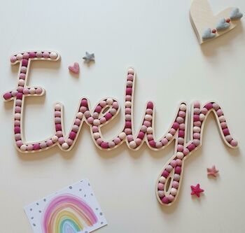 Personalised Name Sign Plywood And Wool Decoration, 5 of 10