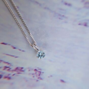 Sterling Silver Necklace With 5mm Sky Blue Topaz Pendant, 3 of 4