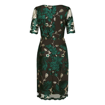 Sash Detail Dress In Embroidered Winter Pine Lace, 3 of 5