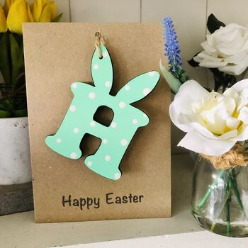 Personalised Easter Bunny Letter Wooden Keepsake Card, 3 of 9