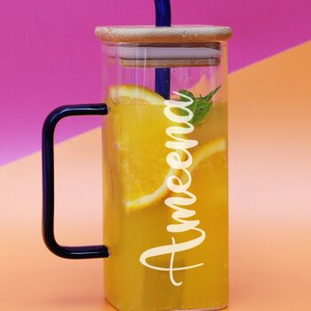 Coloured Glass Mug And Straw With Optional Engraving, 7 of 7