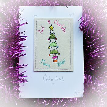 Personalised, Embroidered Christmas Tree Card, 7 of 10