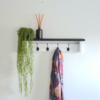 Wooden Coat Rack With Hanging Hooks And Shelf, 6 of 11