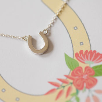 Silver Horseshoe Necklace On Personalised Gift Card, 11 of 12