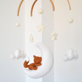Sleeping Fox With Moon And Stars Baby Mobile, 7 of 11