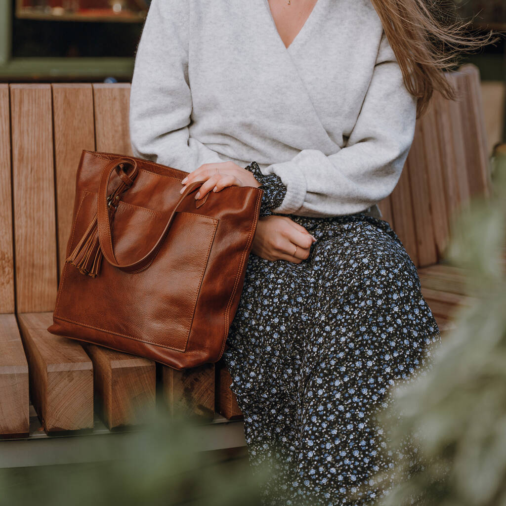 Leather Shopper Tote Bag, Tan By The Leather Store | notonthehighstreet.com