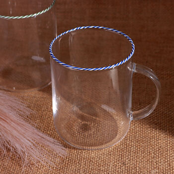 G Decor The Twist Rim Handcrafted Glassware Collection Tea Cups And Coffee Mugs In Red, Blue And Green, 5 of 5