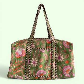 Weekend Duffle Bag | Green Block Print Floral, 2 of 8