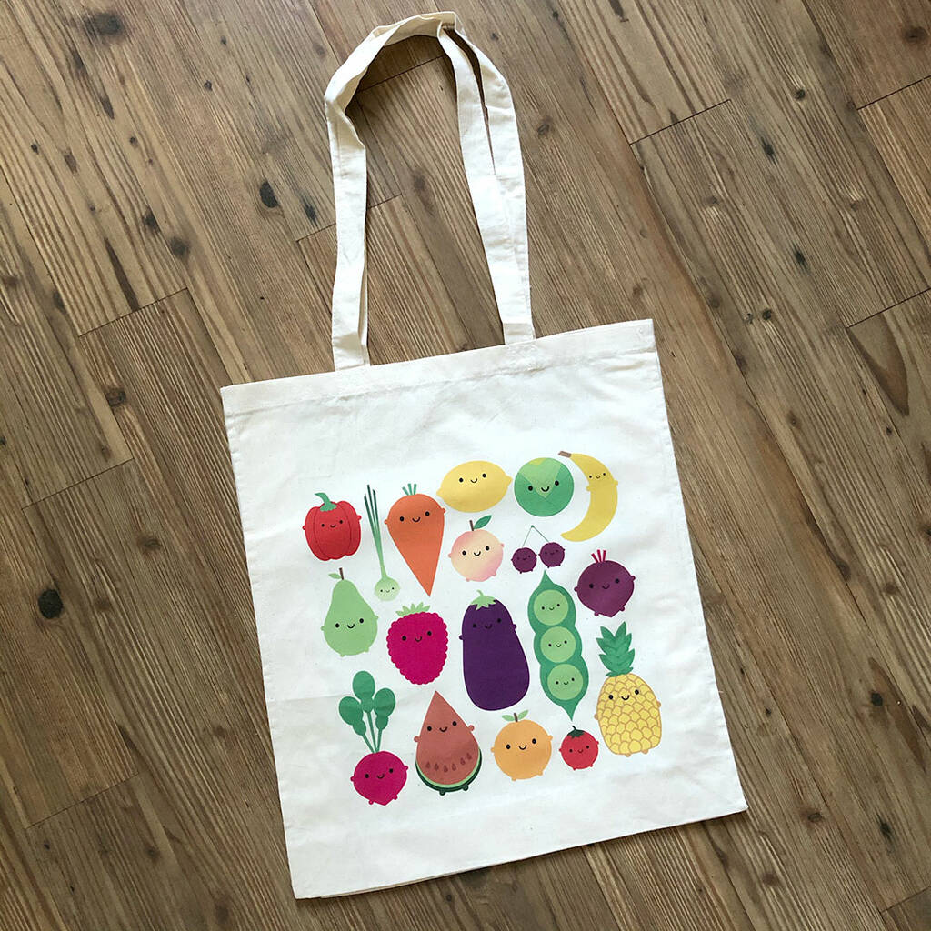 Five A Day Kawaii Fruit And Vegetables Shopper Bag By Asking For Trouble