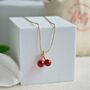Golden Red Cherries Necklace 18k Gold Plated, thumbnail 1 of 6