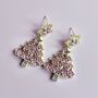 Pink Rhinestone Christmas Tree Statement Earrings, thumbnail 2 of 4
