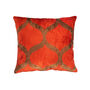 Ethnic Orange And Brown Silk Velvet Pillow Cover 40x40, thumbnail 1 of 6