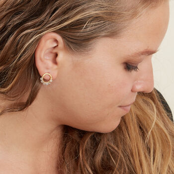 Labradorite Beaded Circle Stud Earrings, 3 of 5