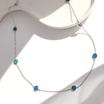 Sterling Silver Opals Necklace, 2 of 10
