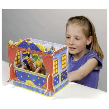 Personalised Wooden Finger Puppet Theatre And Puppets, 3 of 12