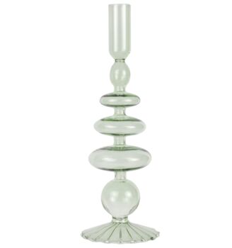 Green Glass Bubble Dinner Candle Holder, 2 of 2