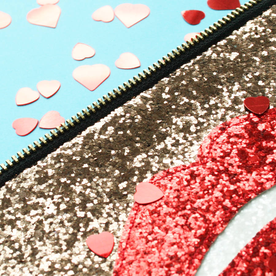 Glitter Lips Clutch Bag Ruby By SoS15