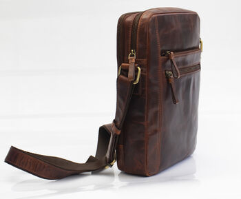 Men's Leather iPad Cossbody Flight Bag, 6 of 10