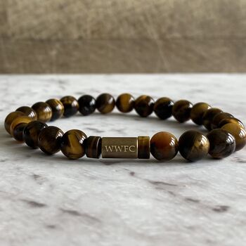 Men's Wolverhampton Wanderers Football Fan Tiger's Eye Bracelet, 2 of 6