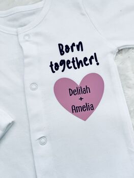 Personalised Twin Baby Grows | Twin Gifts, 4 of 9