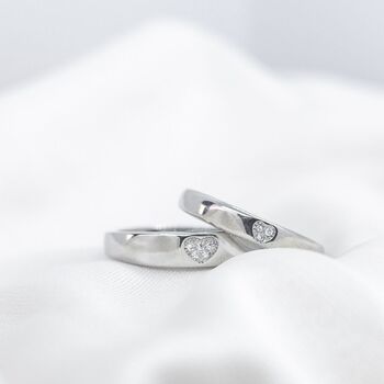 Adjustable Couple Matching Heart Promise Rings, 4 of 5