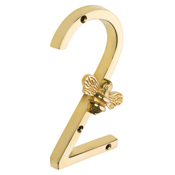 House Numbers With Bee In Brass Finish, 3 of 11
