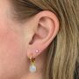 The Hexagon Moonstone Gold Plated Gemstone Earrings, thumbnail 2 of 7
