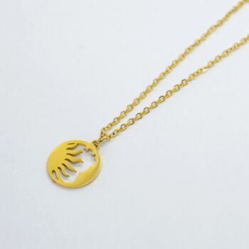 Gold Plated Sun Moon Small Round Disc Pendant Necklace, 2 of 5