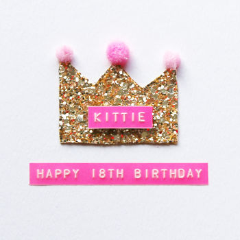 Birthday Sparkly Crown Greeting Card, 2 of 2