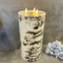 30cm Xl Marbled Grey LED Pillar Candle – Real Wax, thumbnail 4 of 12