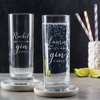 Personalised 'Gin O'clock' Gin Glass For Her, 2 of 3