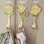 Hand Painted Solid Brass Flower Wall Hooks, thumbnail 7 of 7