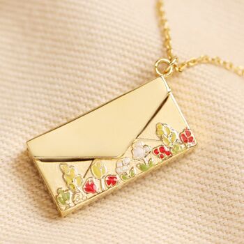 Personalised Wildflower Envelope Locket Necklace, 3 of 10