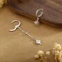 Sterling Silver Asymmetric Starburst Huggie Hoop Earrings, thumbnail 5 of 12